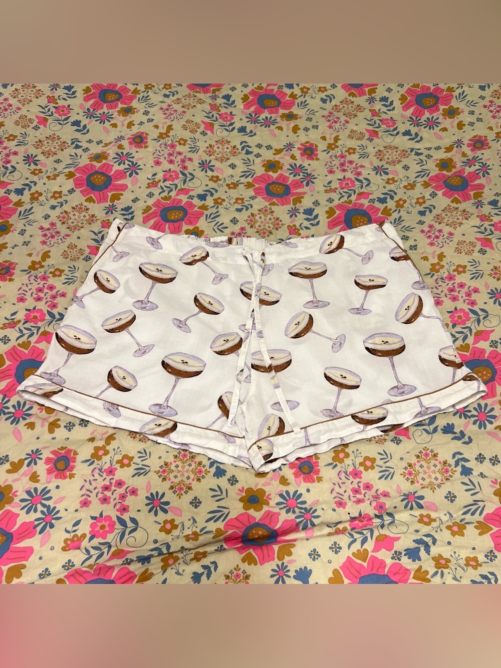 Crafted by Mahogany White Espresso Martini Cotton Pajama Shorts